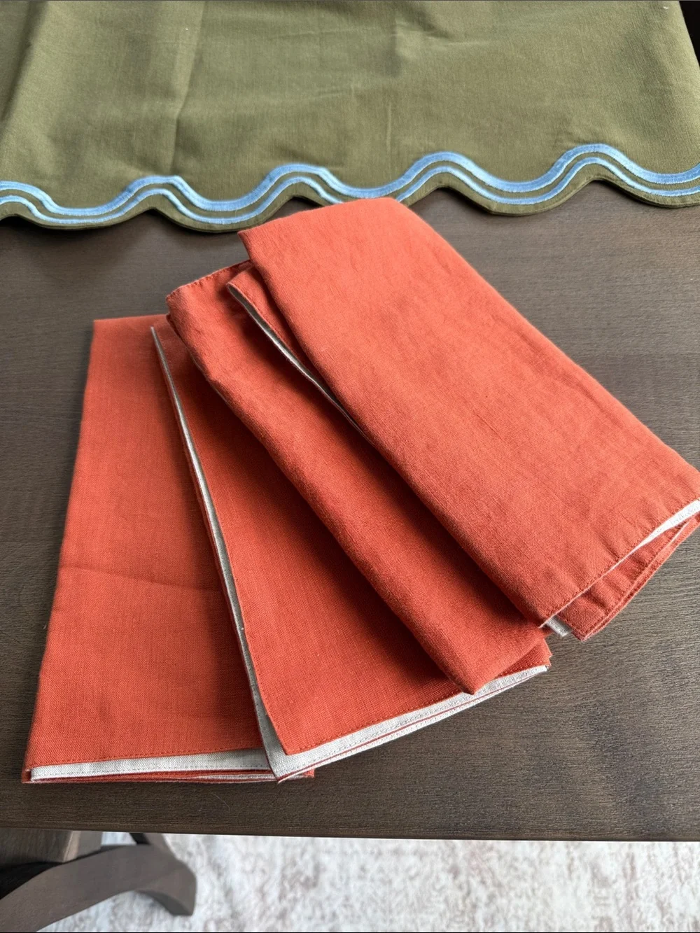 Pottery Barn Burnt Orange Linen Napkins